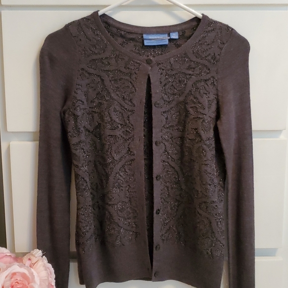 Vera Wang Sparkling Silver Grey cardigan - Picture 3 of 14